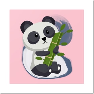 Cute Panda Eat Sweet Bamboo - Adorable Panda - Kawaii Panda Posters and Art